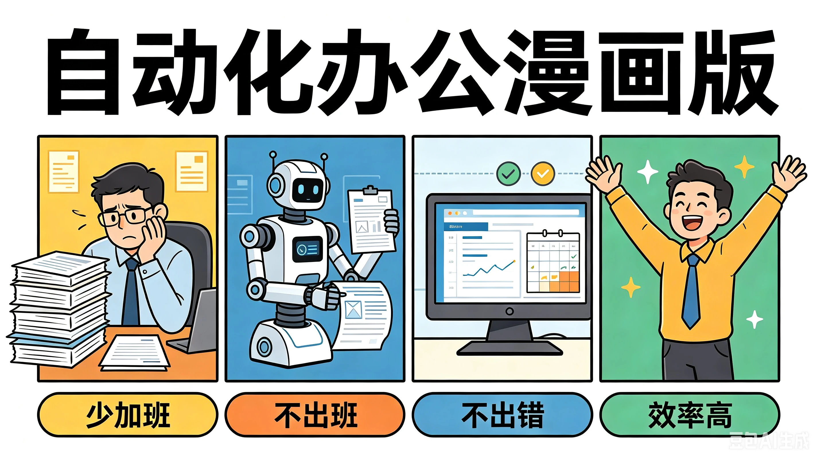 【精】自动化办公漫画版，少加班、不出班、不出错、效率高