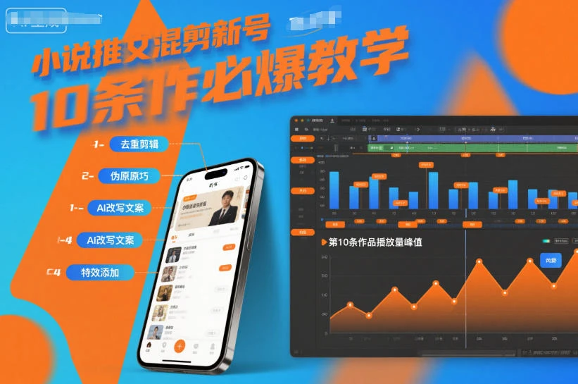 小说推文混剪新号10条必爆教学，伪原创10条作品必爆技巧