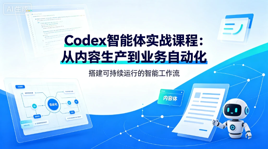 【精】Codex智能体实战课程：从内容生产到业务自动化，搭建可持续运行的智能工作流