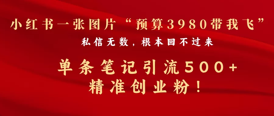 揭秘！小红书一张图片私信无数，单条笔记引流 500+精准创业粉！