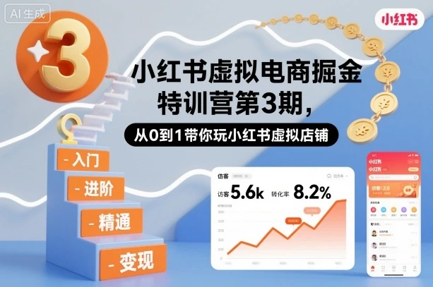 【精】小红书虚拟电商掘金特训营第3期，从0到1带你玩小红书虚拟店铺