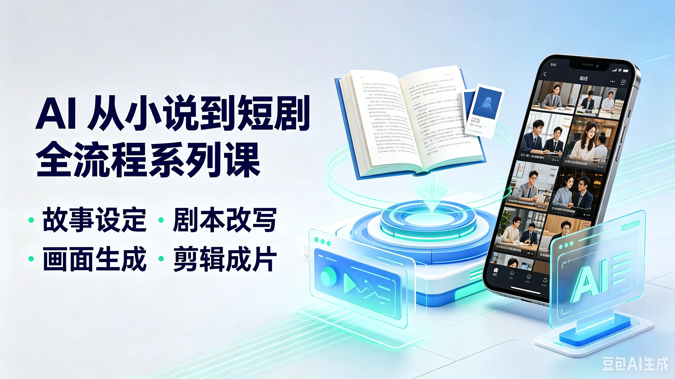 【精】AI从小说到短剧全流程系列课，故事设定·剧本改写、画面生成·剪辑成片