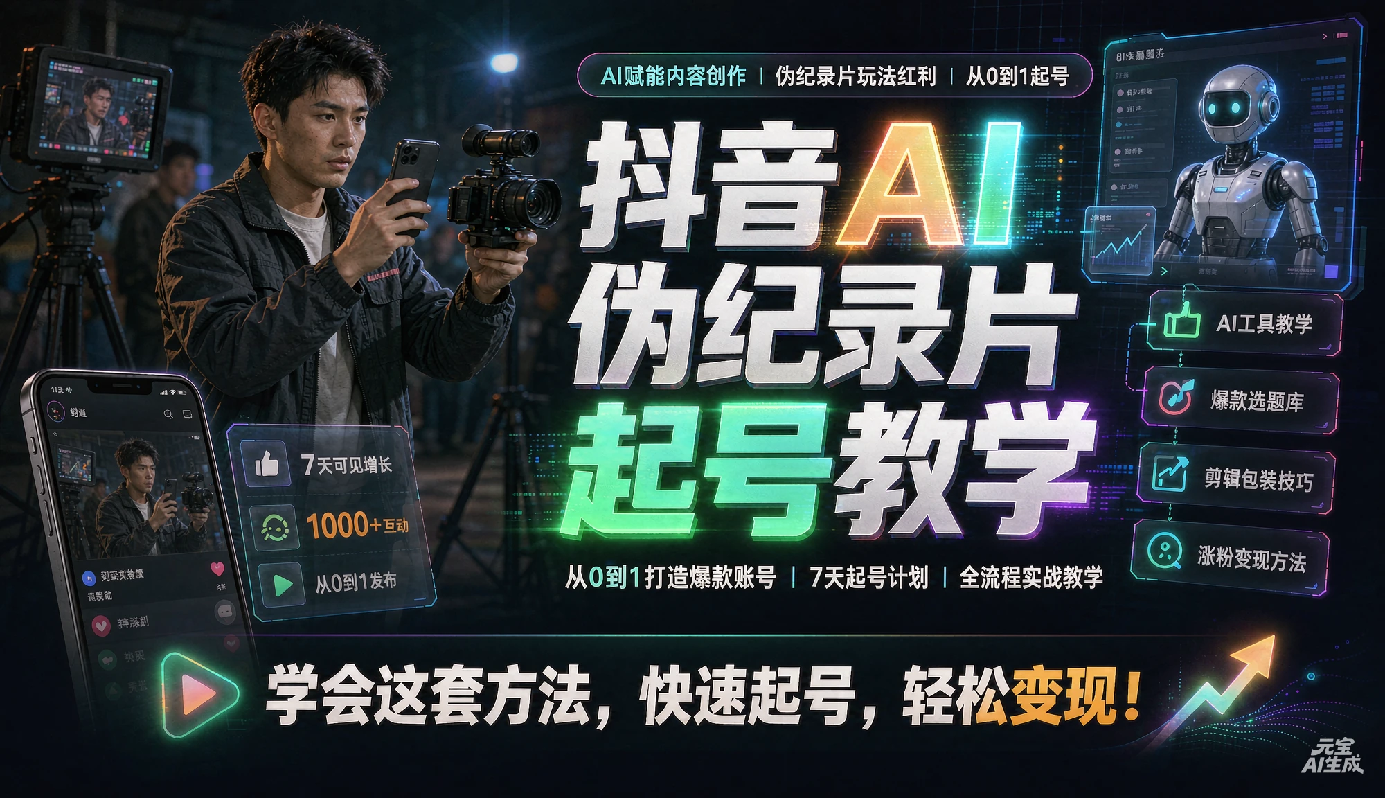 抖音AI伪记录片起号教学,从0到1打造爆款账号|7天起号计划|全流程实战教学 抖音AI伪记录片起号教学,从0到1打造爆款账号|7天起号计划|全流程实战教学