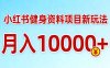 小红书健身资料项目最新玩法，月入10000＋，收益潜力可以无限放大