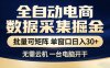 全自动电商数据采集掘金，批量可矩阵单窗口日入30+，无需云机一台电脑开干【揭秘】