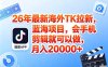 海外TK剪映拉新风口，蓝海轻创业，会手机剪辑实操稳赚月入2w+(保姆级课程