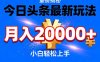 今日头条代运营最新玩法，轻轻松松月入20000＋