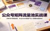 公众号矩阵流量池实战课：多账号IP搭建运营，DeepSeek批量产出入池爆款完整体系
