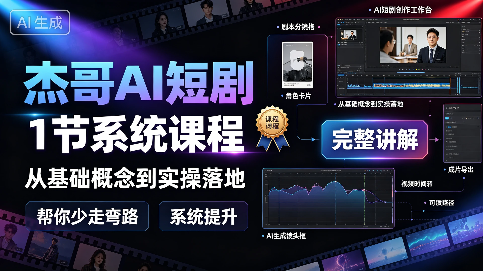 杰哥AI短剧,1 节系统课程,从基础概念到实操落地完整讲解,帮你少走弯路系统提升