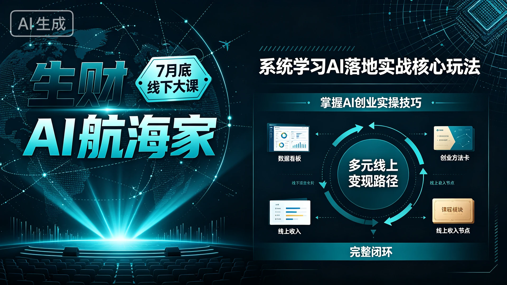 【精】生财AI航海家7月底线下大课,带你系统学习AI落地实战核心玩法,掌握AI创业实操技巧解锁多元线上变现路径的完整闭环
