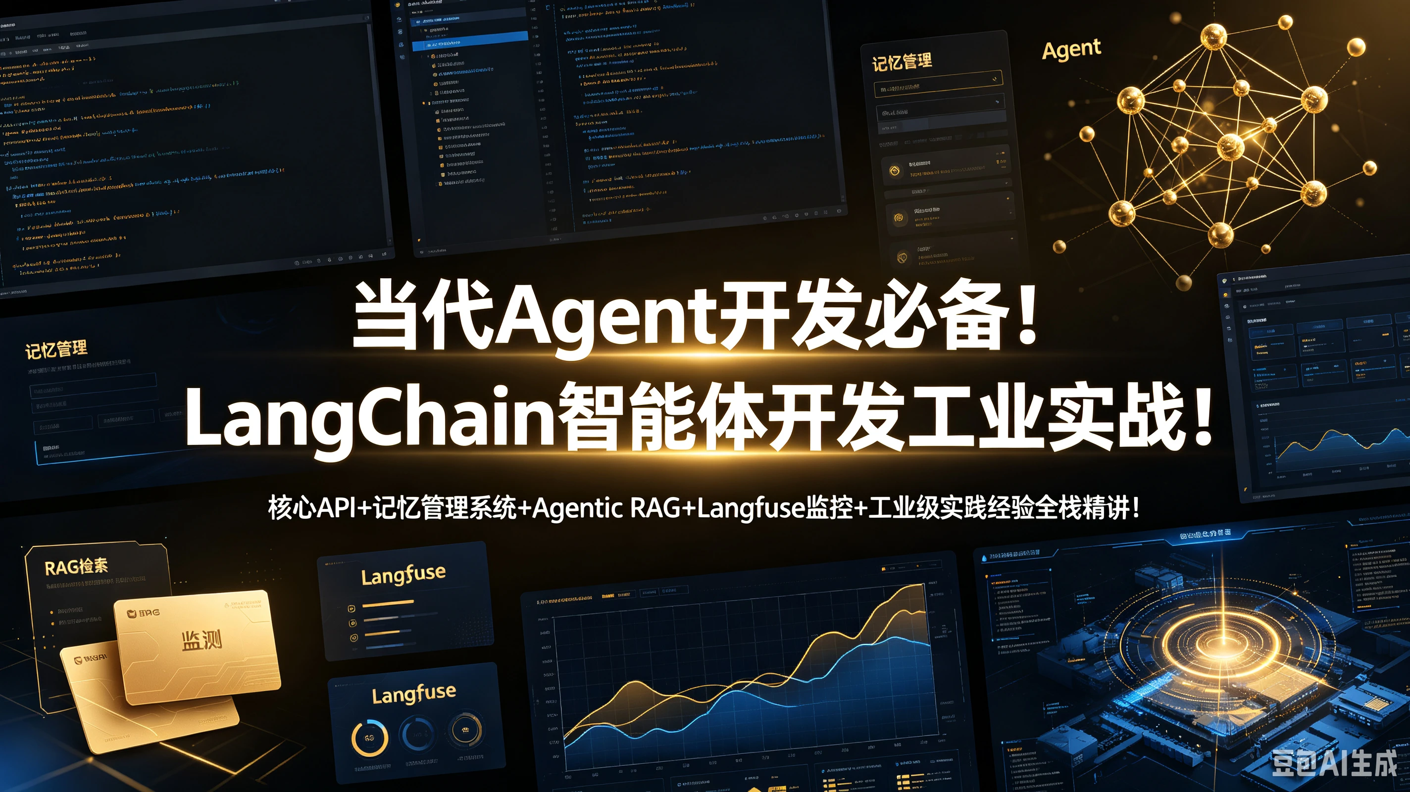 【精】当代Agent开发必备!LangChain智能体开发工业实战!核心API+记忆管理系统+Agentic RAG+Langfuse监控+工业级实践经验全栈精讲!