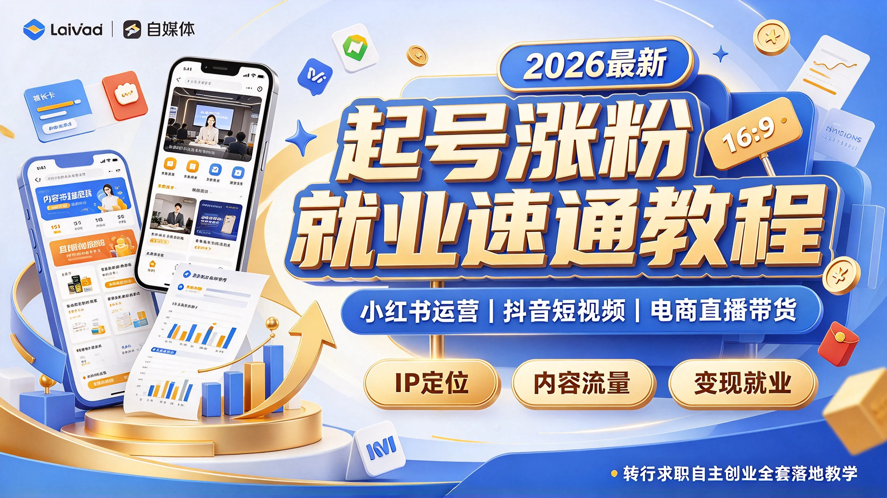 【精】2026起号涨粉就业速通教程,小红书运营抖音短视频电商直播带货自媒体IP搭建,转行求职自主创业全套落地教学!