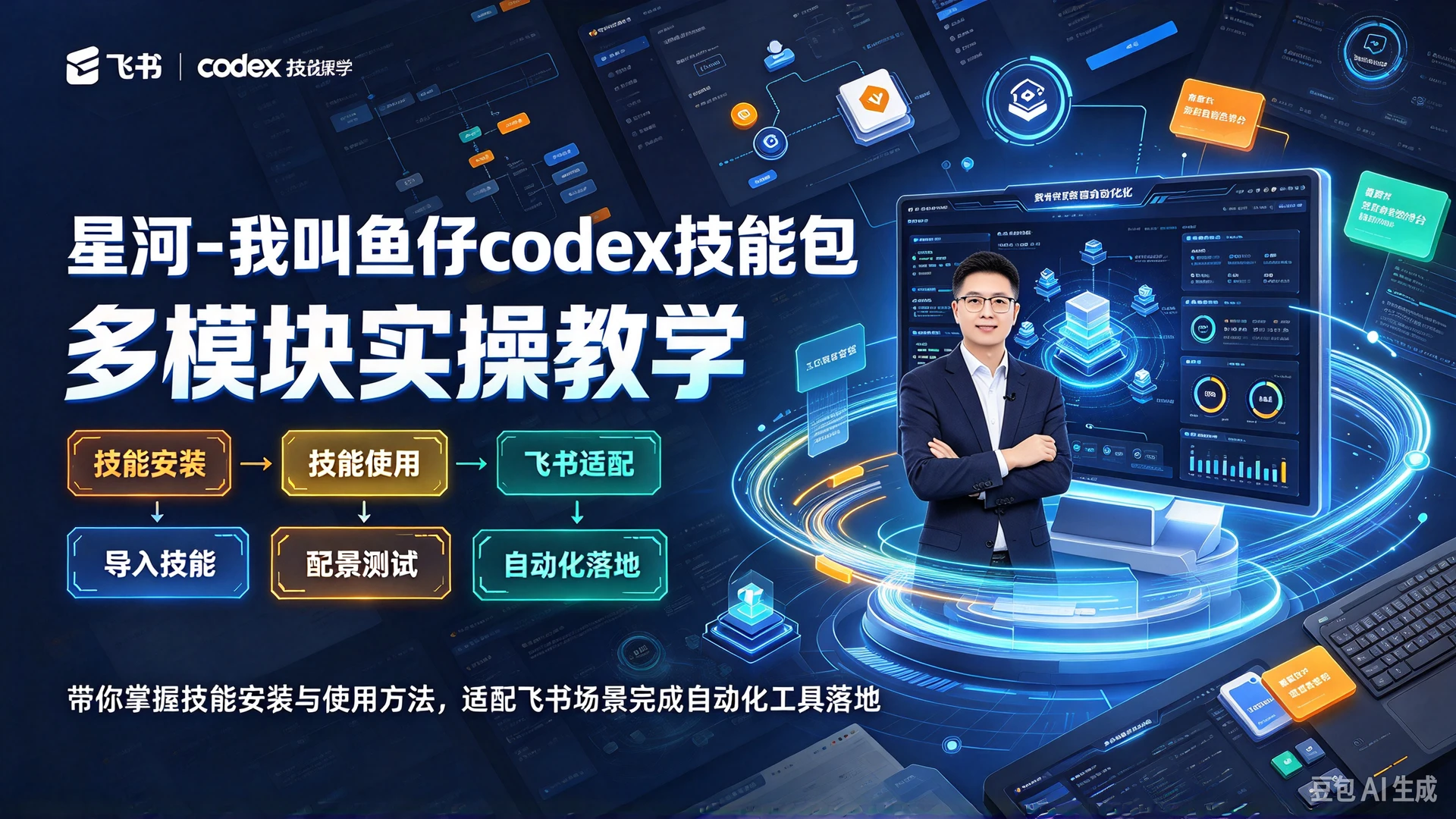 星河 – 我叫鱼仔codex技能包,多模块实操教学,带你掌握技能安装与使用方法,适配飞书场景完成自动化工具落地
