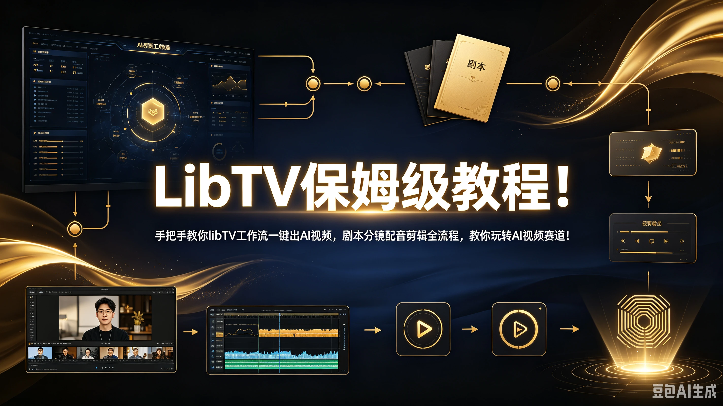 【精】LibTV保姆级教程!手把手教你libTV工作流一键出AI视频,剧本分镜配音剪辑全流程,教你玩转AI视频赛道!